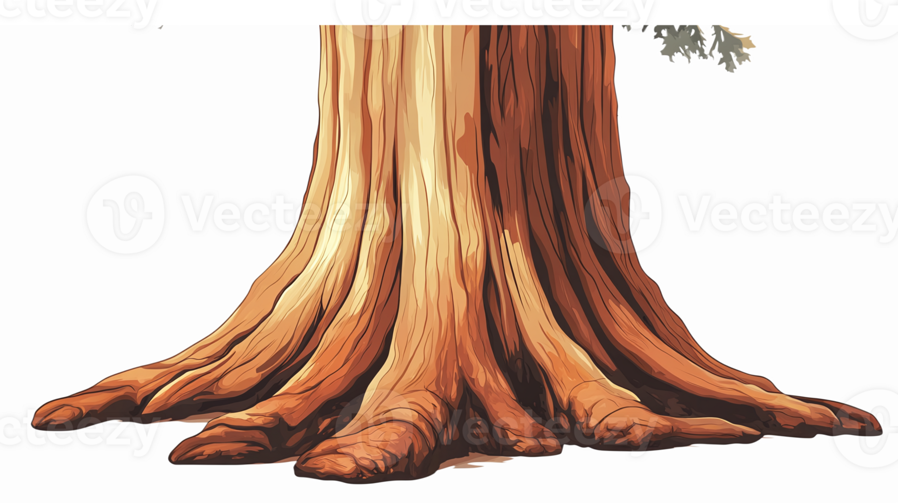 Detailed Tree Trunk with Roots Illustration for Nature and Environmental Design png