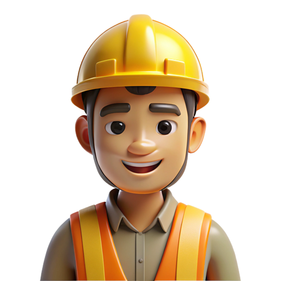 stunning minimalist Construction worker in a hard hat, detailed png