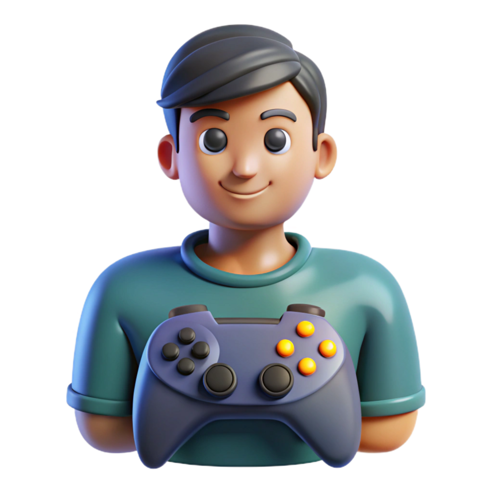 serene abstract Gamer with a controller, professional png