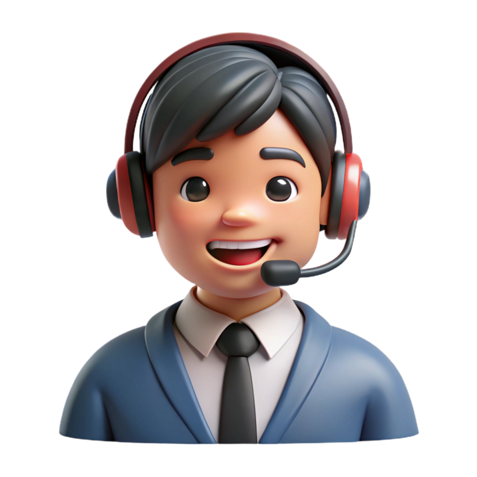 stunning abstract Smiling customer service representative with a headset, high resolution png