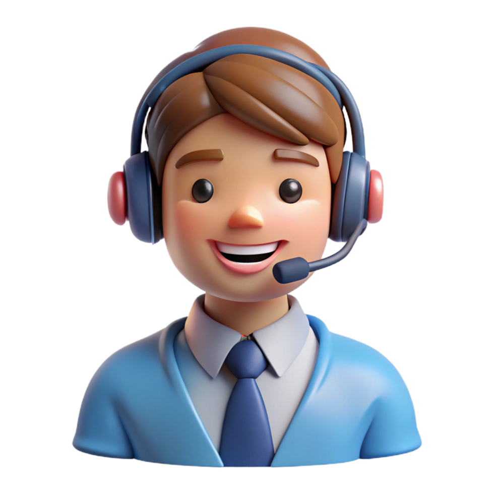 impressive traditional Smiling customer service representative with a headset, high resolution png
