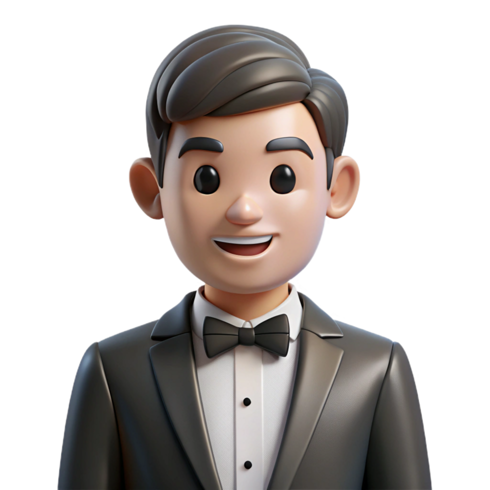 serene artistic Groom in a tuxedo, high quality png