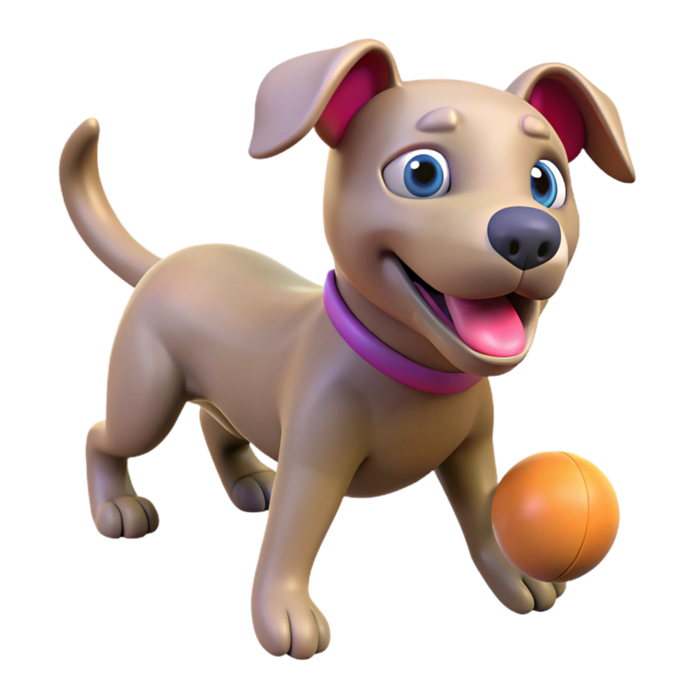 dramatic rustic Playful dog fetching a ball, authentic png