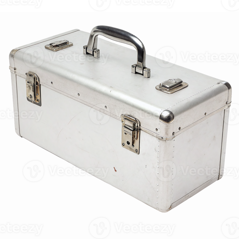 Metal Tool Box with Handle and Lockable Latches for Storage and Organization png