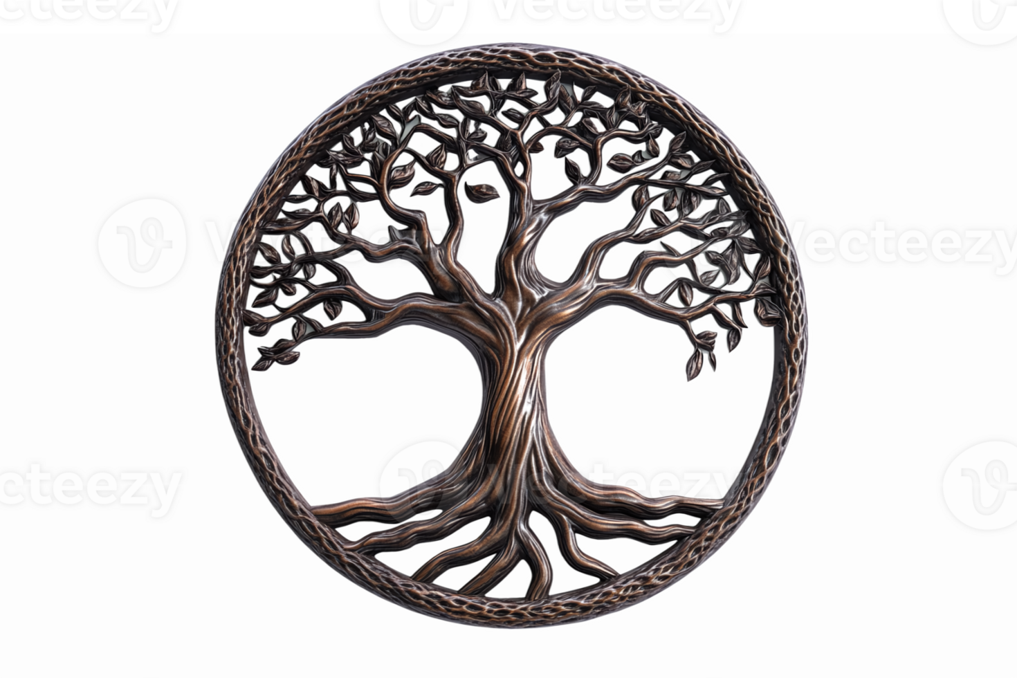 Intricate Tree of Life Design Circular Symbol with Roots and Branches in Dark Color png