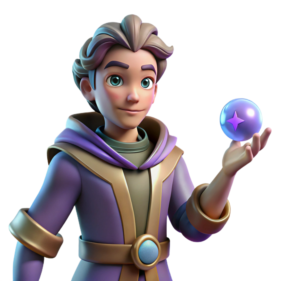 elegant modern Fantasy character with magical abilities, authentic png