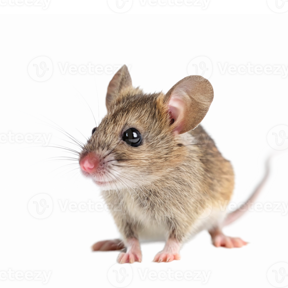 Realistic Cute Mouse with Whiskers on Transparent Background for Nature and Animal Illustrations png