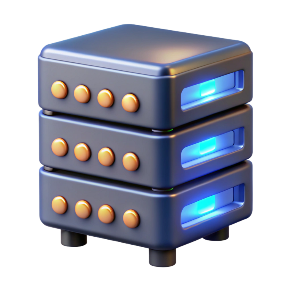 serene minimalist A server rack with blinking lights detailed png