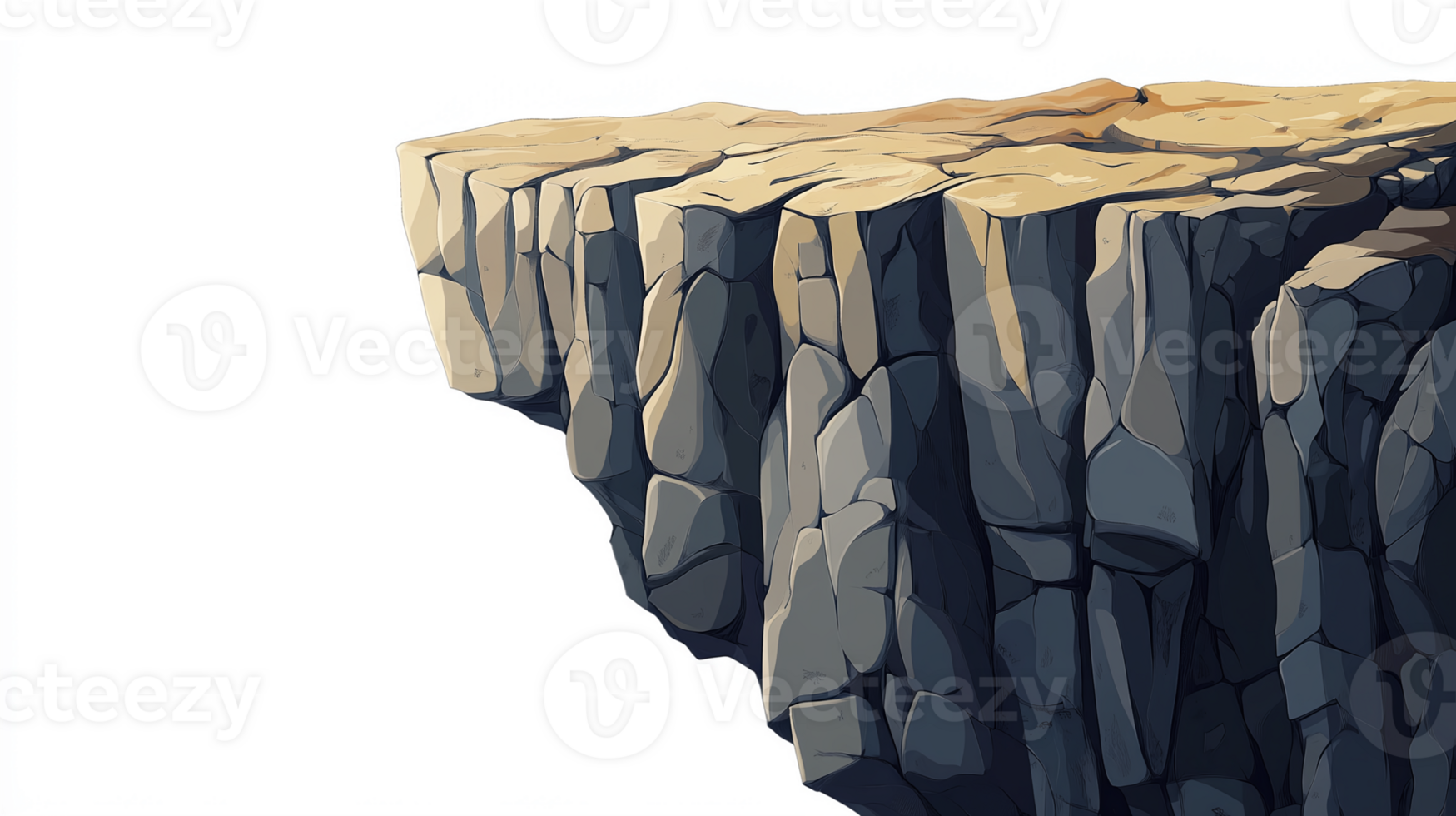 Realistic Rocky Cliff Edge with Detailed Texture for Nature and Adventure Designs png