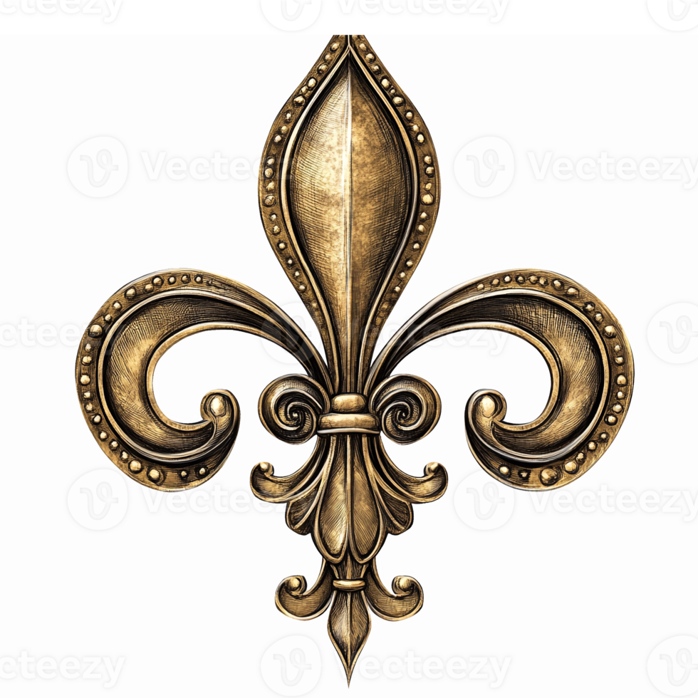 Intricate Gold Fleur de Lis Design Ideal for Luxury Branding and Elegant Decor png
