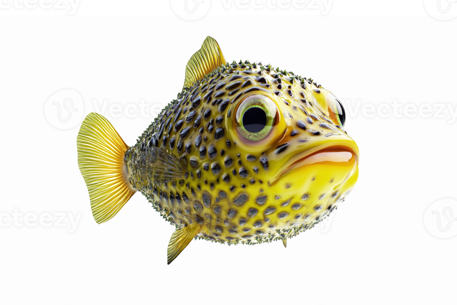 Vibrant Cartoon Style Puffer Fish with Distinctive Spots Ideal for Ocean Themed Designs png