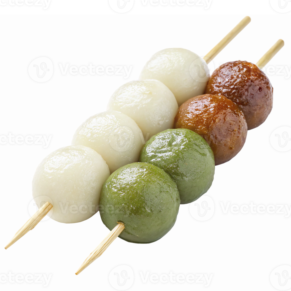 Colorful Dango Skewers Traditional Japanese Sweet Treat with Transparent Background png