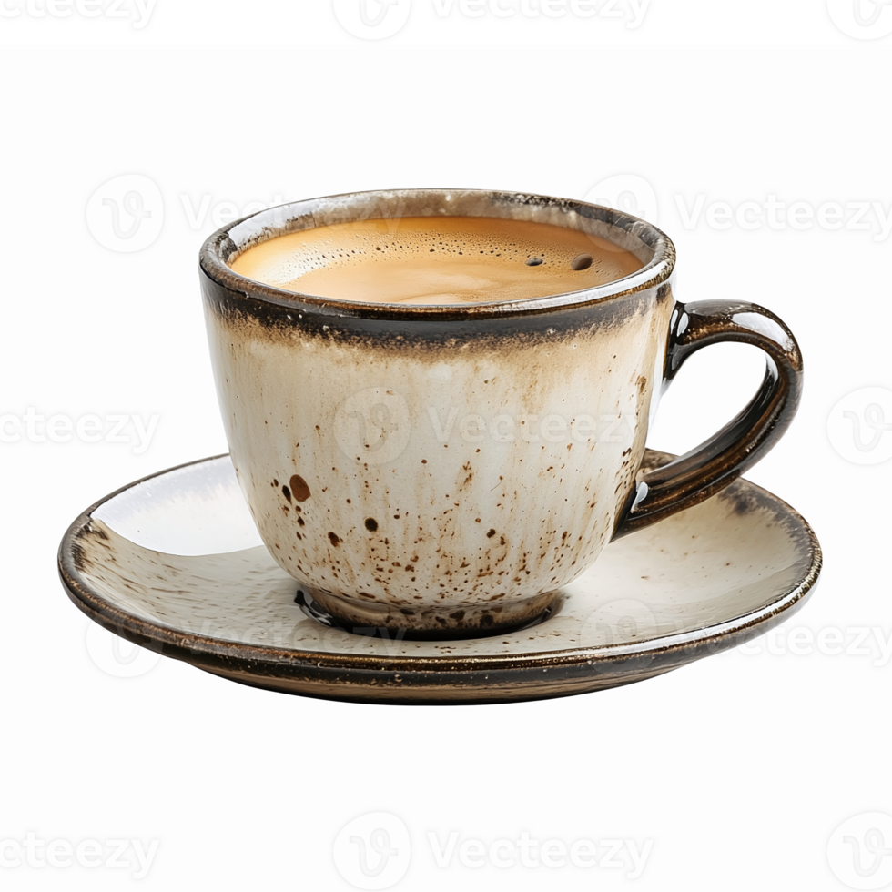 Artisan Coffee Cup with Saucer on Transparent Background for Beverage Branding and Marketing png