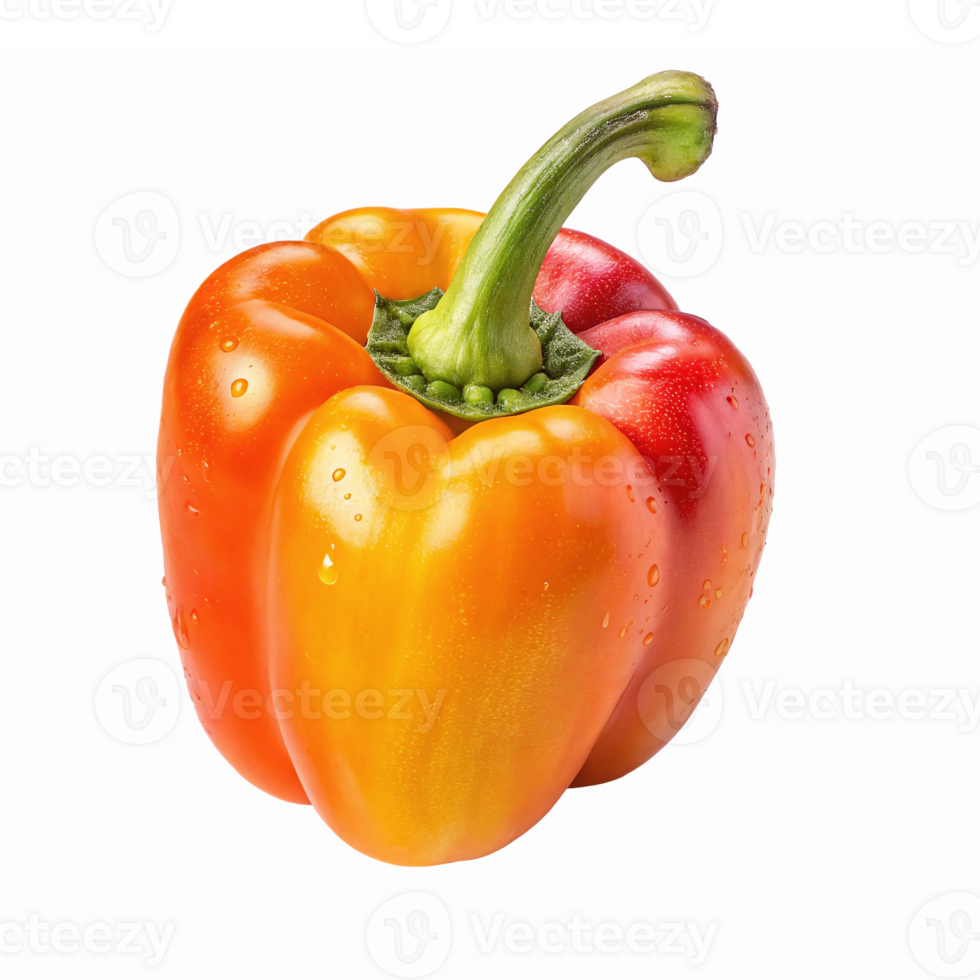 Fresh Vibrant Bell Pepper with Water Droplets Isolated on Transparent Background png