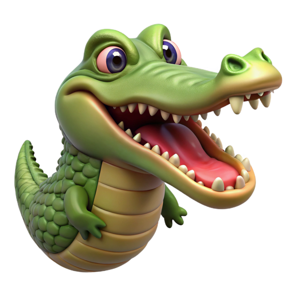 vibrant rustic A crocodile, open mouth high quality png