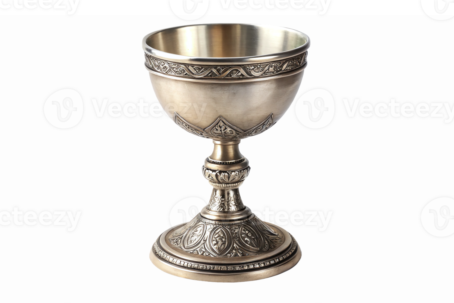 Elegant Silver Chalice with Intricate Designs for Celebrations and Historical Themes png