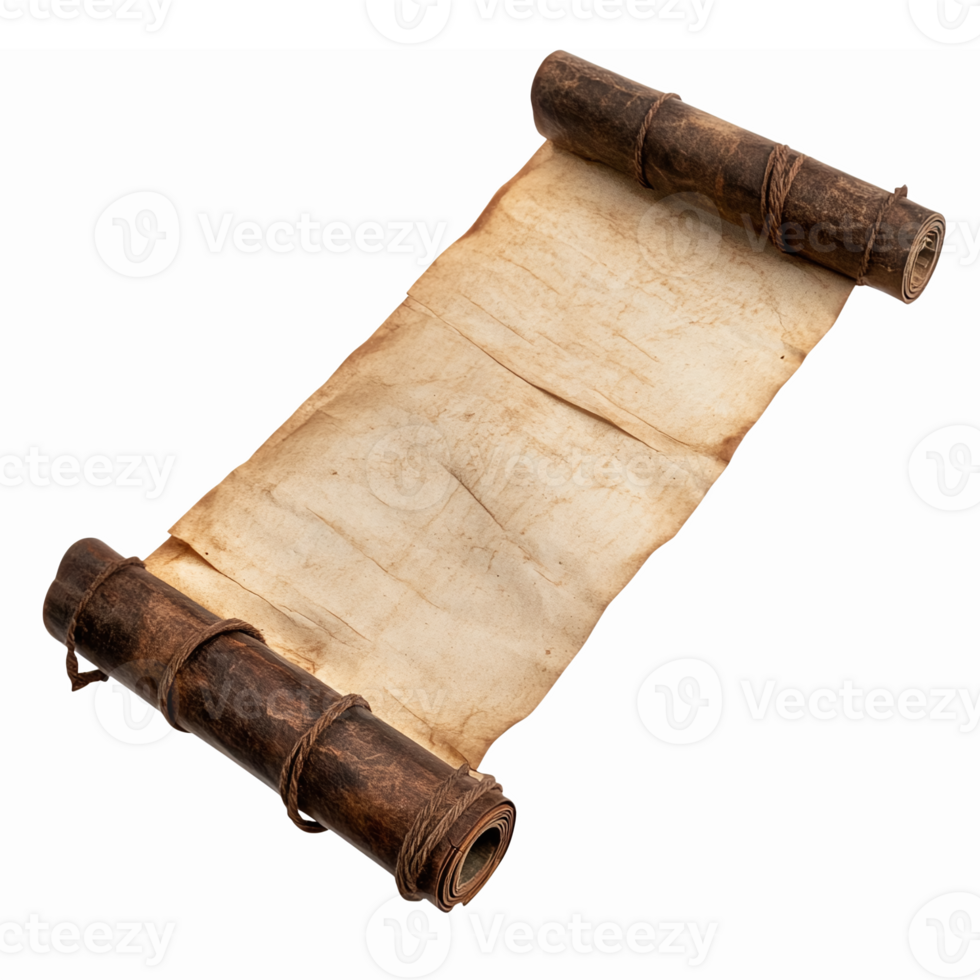 Vintage Aged Parchment Scroll with Rolled Edges Perfect for Historical and Decorative Use png