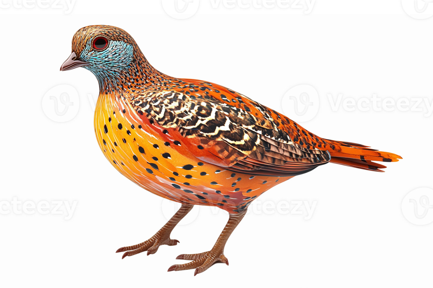 Vividly Colored Exotic Bird Illustration with Intricate Patterns and Detailed Features png