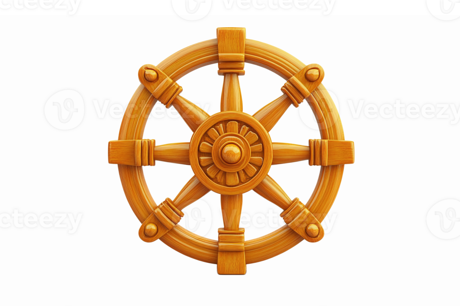 Wooden Ship Wheel Nautical Decoration for Maritime Themed Designs and Crafts png