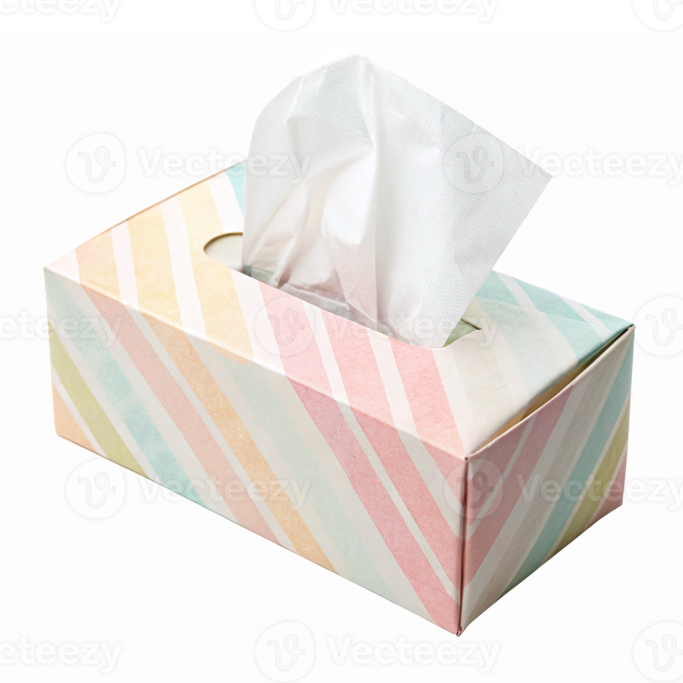Colorful Striped Tissue Box with White Tissue Paper for Home or Office Use png