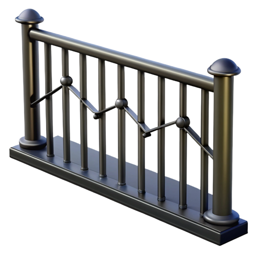 elegant traditional Iron railing, simple, black, professional png