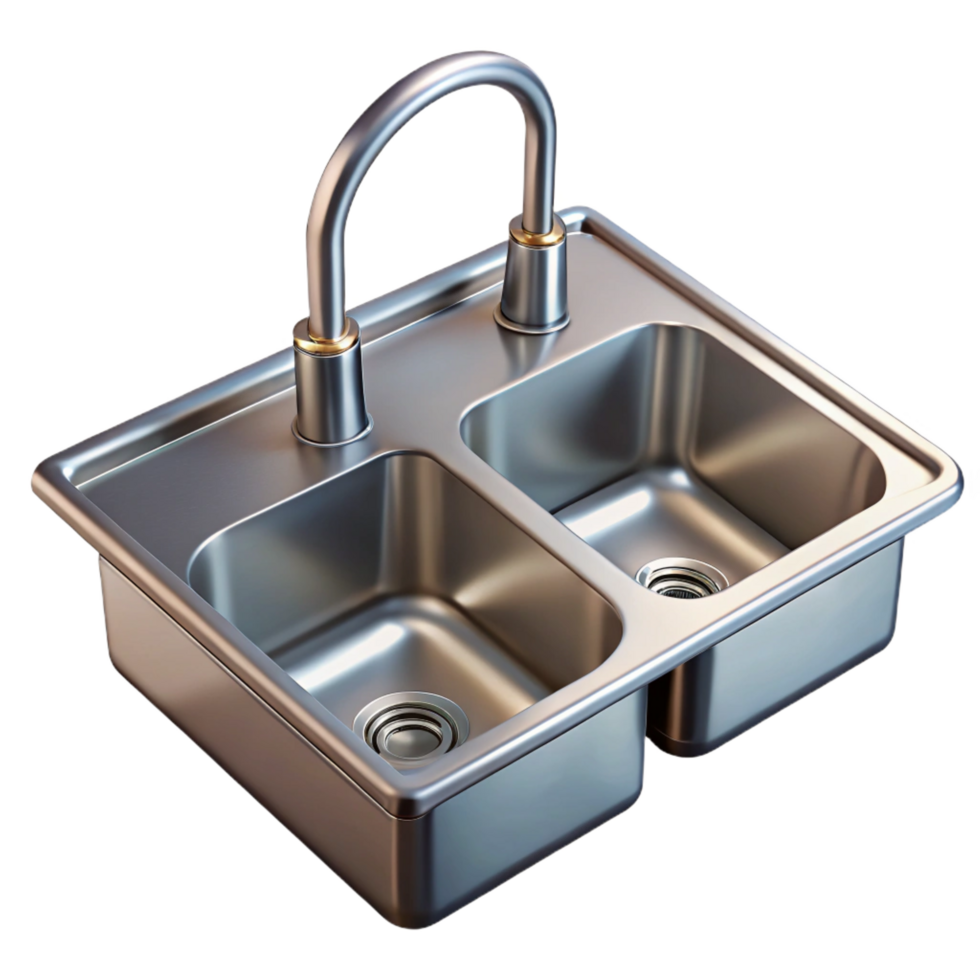 serene abstract Modern sink, stainless steel, double basin, authentic png