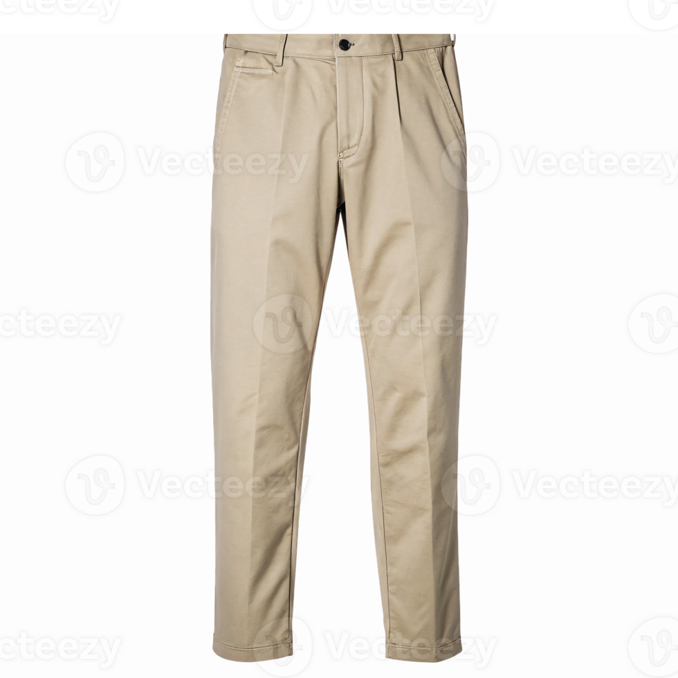 Mens Casual Khaki Chino Pants with Pleats and Slim Fit for Everyday Wear png