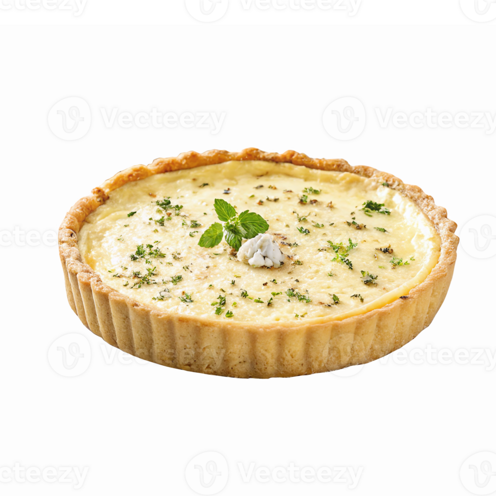 Delicious Savory Quiche with Fresh Herbs and Creamy Filling on Transparent Background png