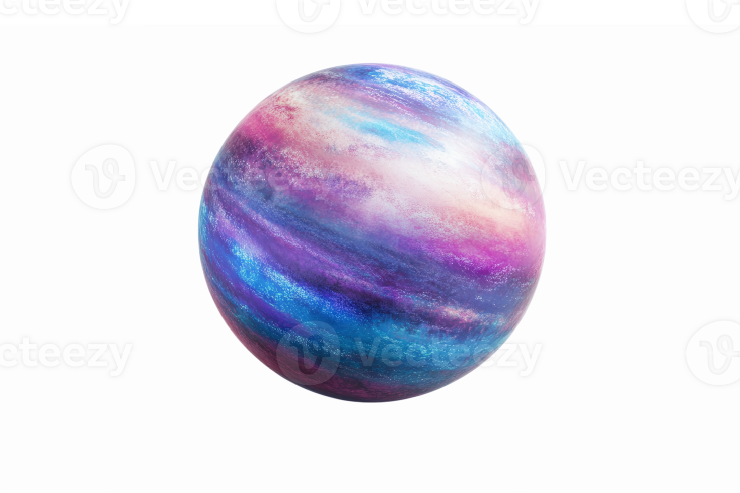 Vibrant Colorful Planet Orb with Swirling Blue Purple and Pink Patterns on Transparent Background png