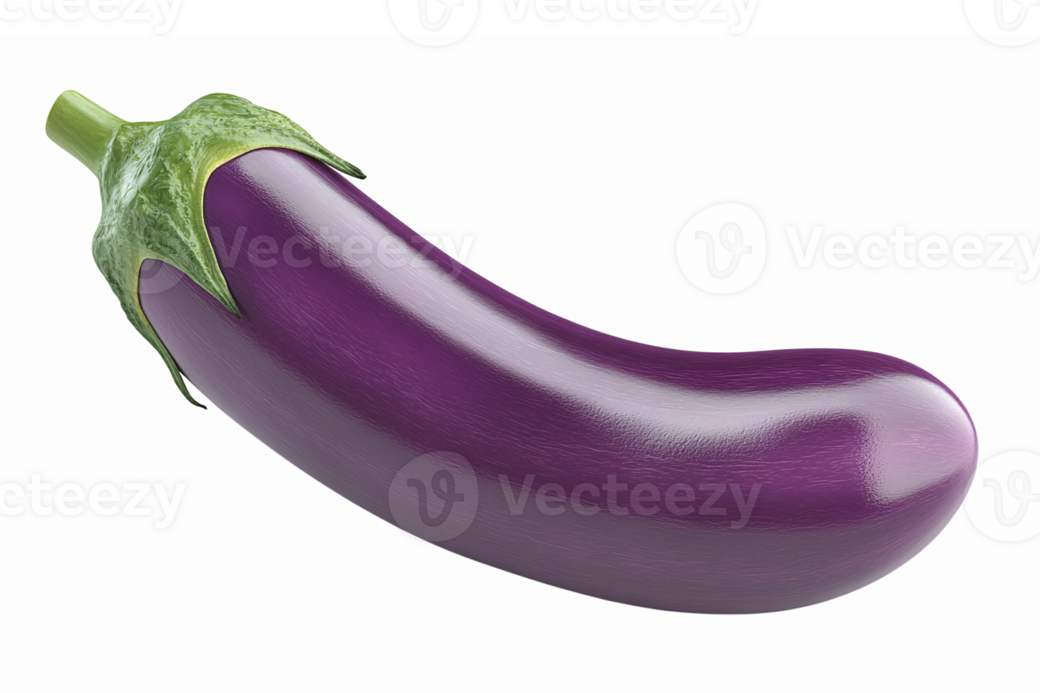 Realistic Illustration of Fresh Purple Eggplant on Transparent Background png