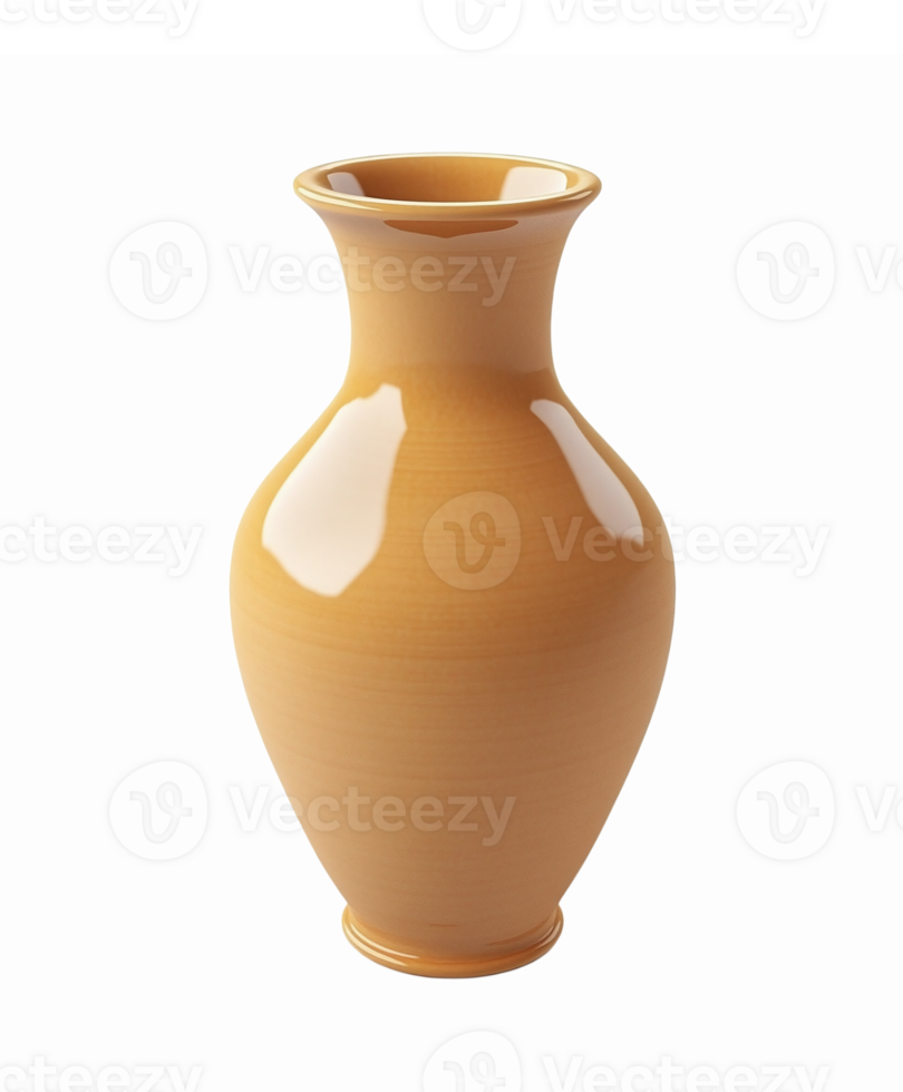 Elegant Yellow Ceramic Vase with Smooth Curves Ideal for Home Decor and Floral Arrangements png