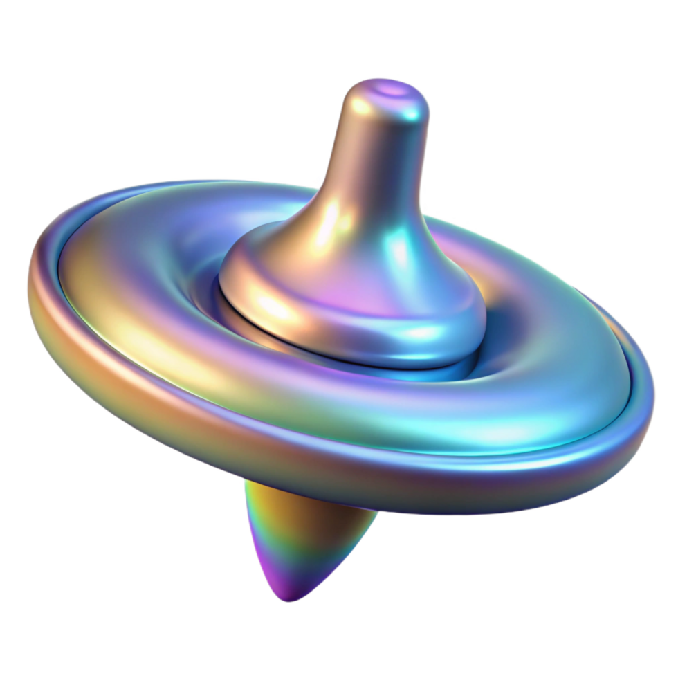 extraordinary classic A spinning top with a holographic surface 4K png