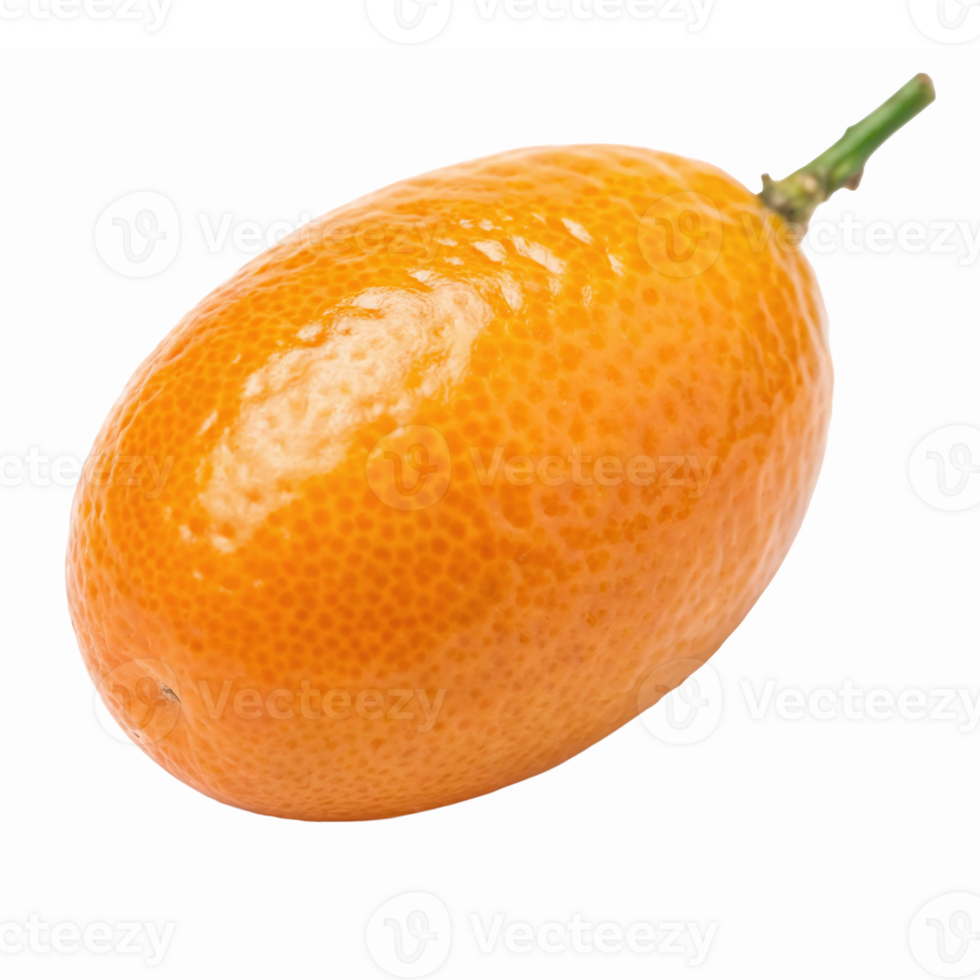 Fresh Organic Kumquat Fruit with Vibrant Orange Skin and Green Stem on Transparent Background png