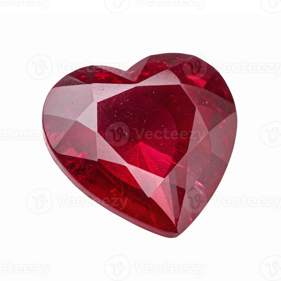 Beautiful Red Heart Shaped Diamond Gemstone with Brilliant Facets and Sparkling Clarity png