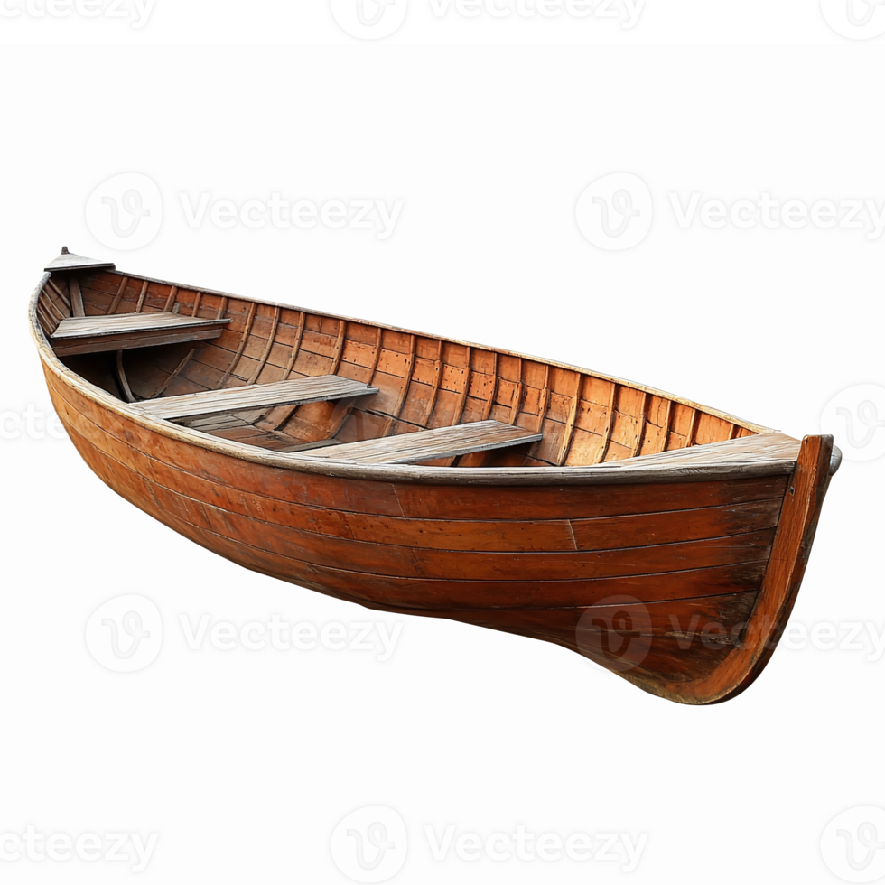 Wooden Rowboat Vintage Design with Transparent Background for Nautical Decor and Illustrations png