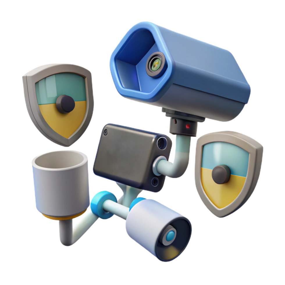 impressive modern A security system with motion detectors and cameras authentic png