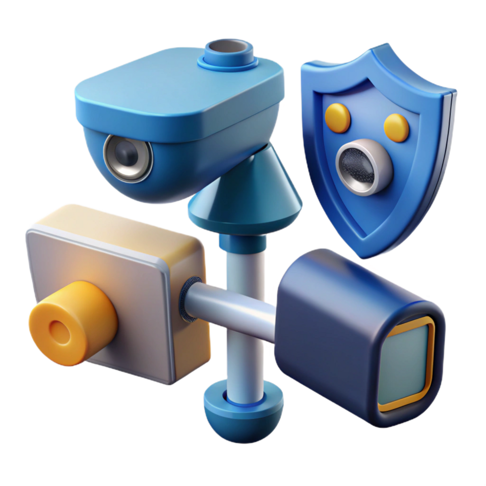 beautiful minimalist A security system with motion detectors and cameras professional png