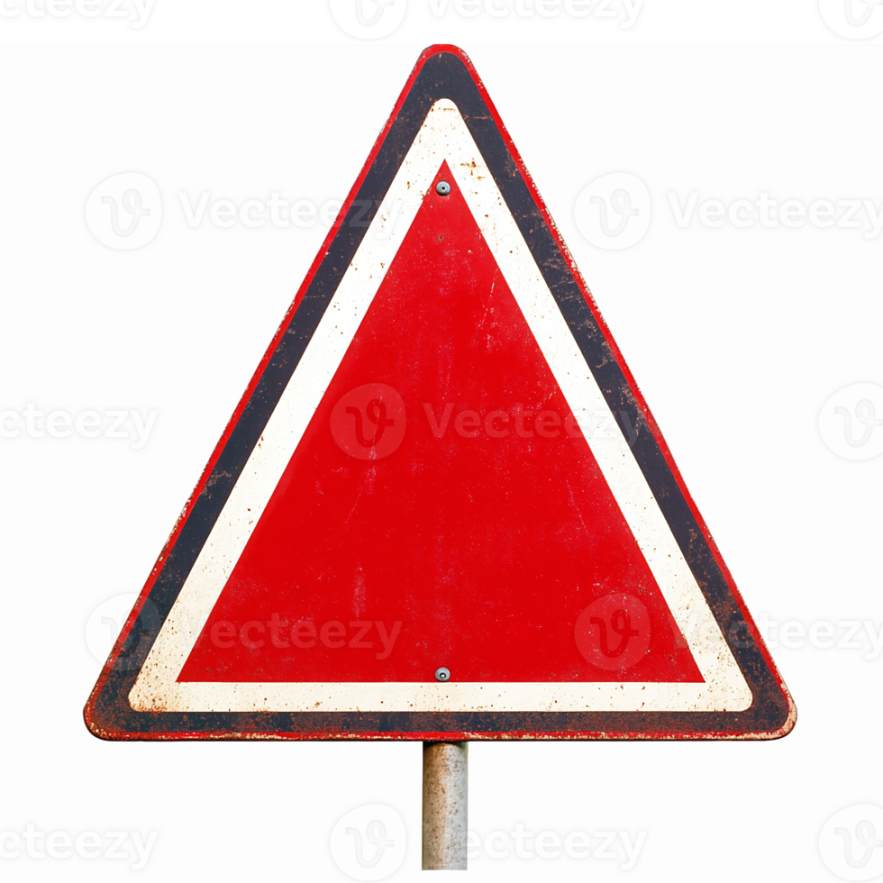 Triangle Road Warning Sign with Red Background and White Border for Traffic Safety Applications png