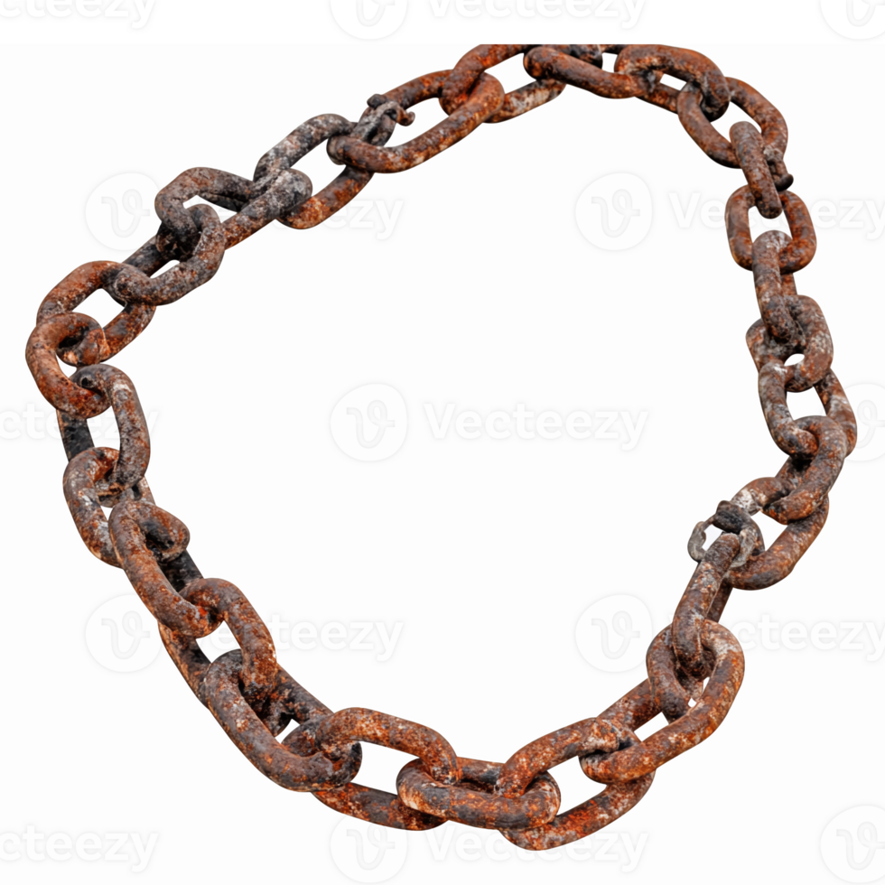 Realistic Vintage Rusty Chain Link Isolated on Transparent Background for Industrial Design Use png