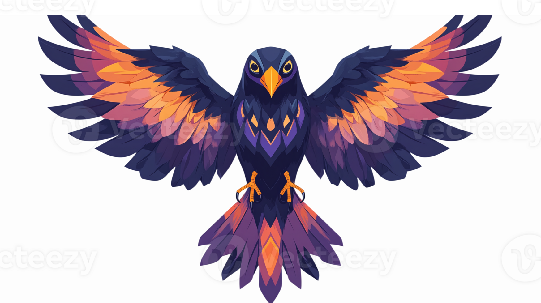 Vibrant Abstract Bird in Flight with Colorful Wings and Detailed Feather Patterns png