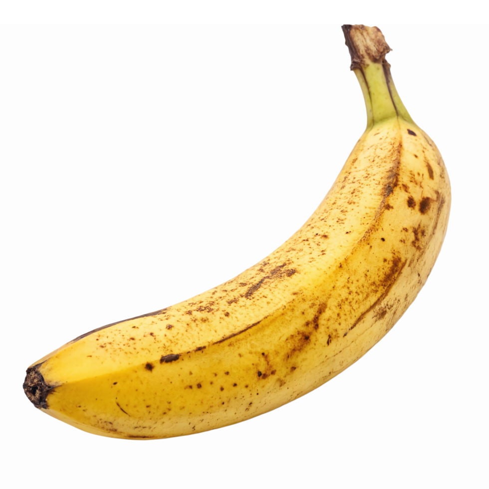 Realistic Yellow Banana with Speckles on Transparent Background for Culinary and Dietary Use png