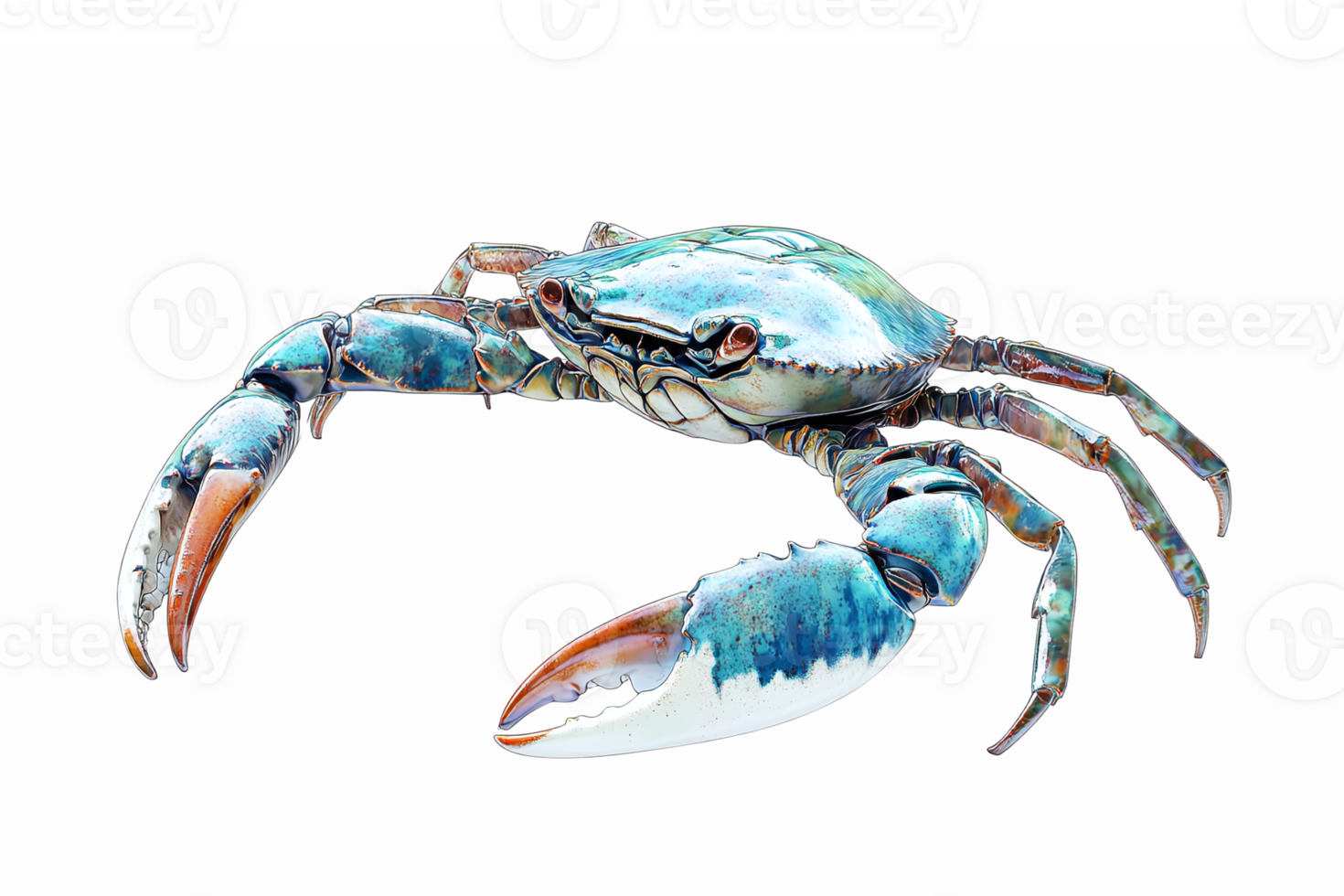 Realistic Blue Crab Marine Life with Transparent Background for Illustration and Design png