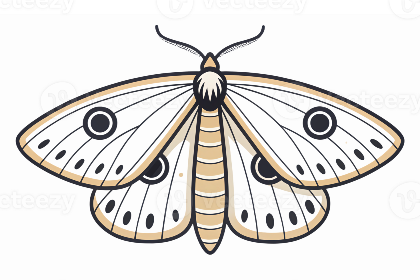 Realistic Detailed Illustration of a Beautiful Moth with Intricate Wing Patterns on Transparent Background png