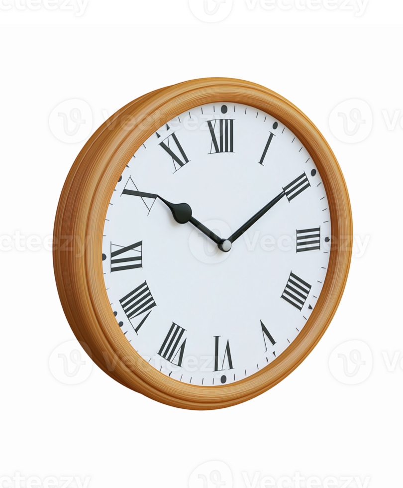 Roman Numerals Wall Clock with Wooden Frame for Home Decor and Interior Design png