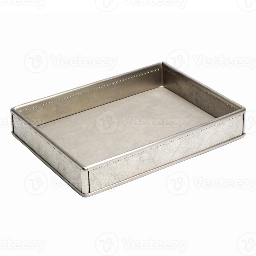Elegant Silver Metal Tray with Flat Surface for Organizing and Serving Items png