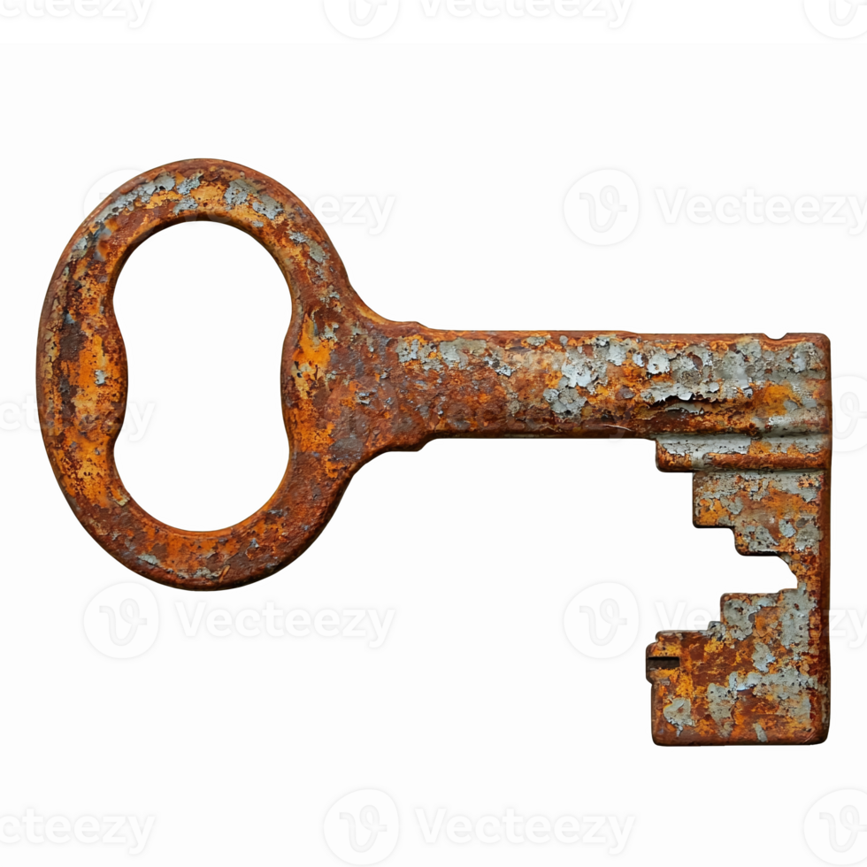 Vintage Rusty Key Antique Metal Key with Weathered Texture Historical Symbol of Unlocking Secrets png