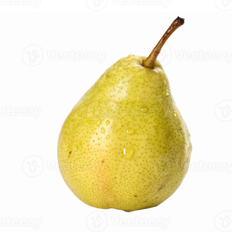 Fresh Juicy Green Pear with Water Droplets on Transparent Background png