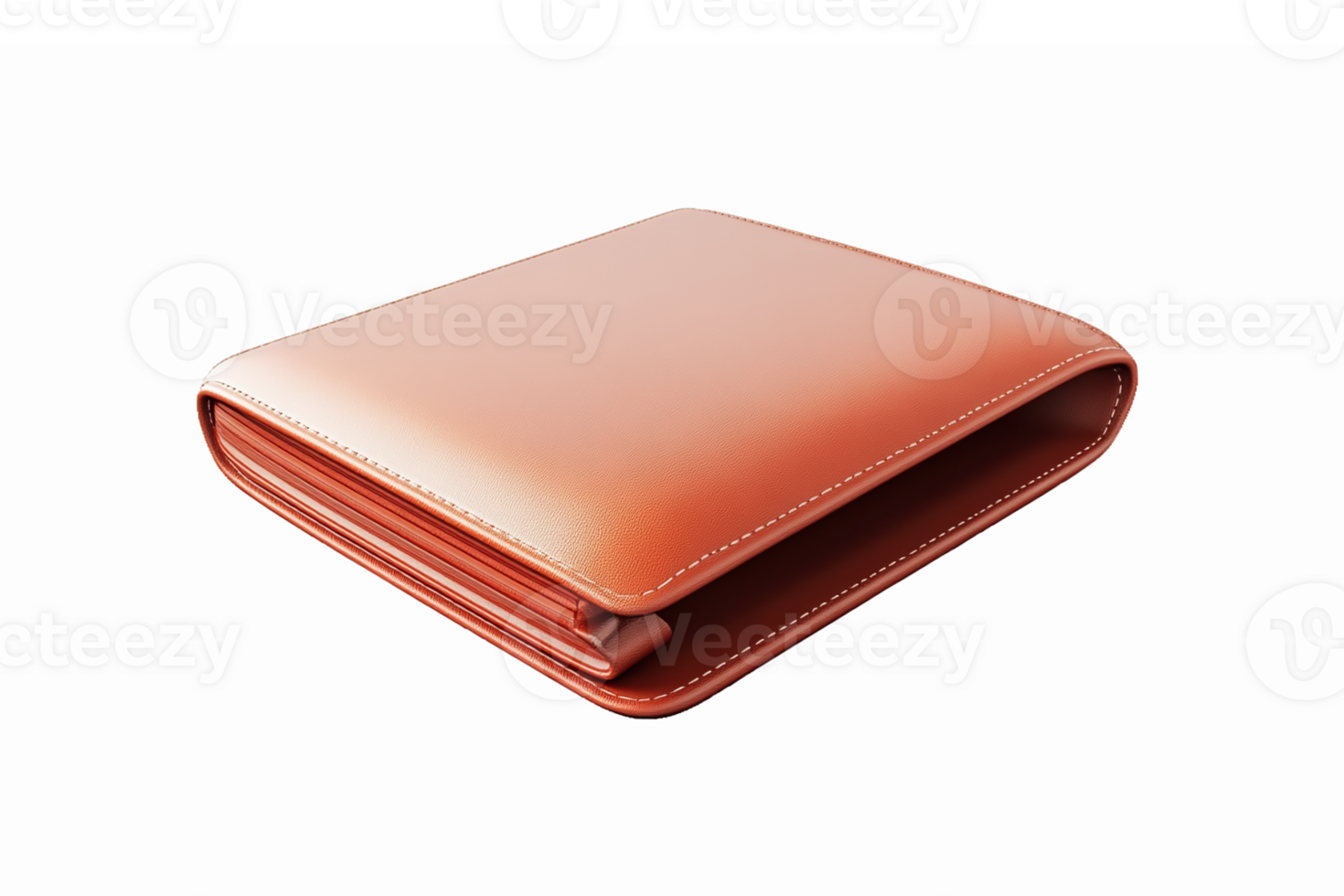 Stylish Leather Wallet in Orange Color with Sleek Design and Realistic Texture for Mens Accessories png