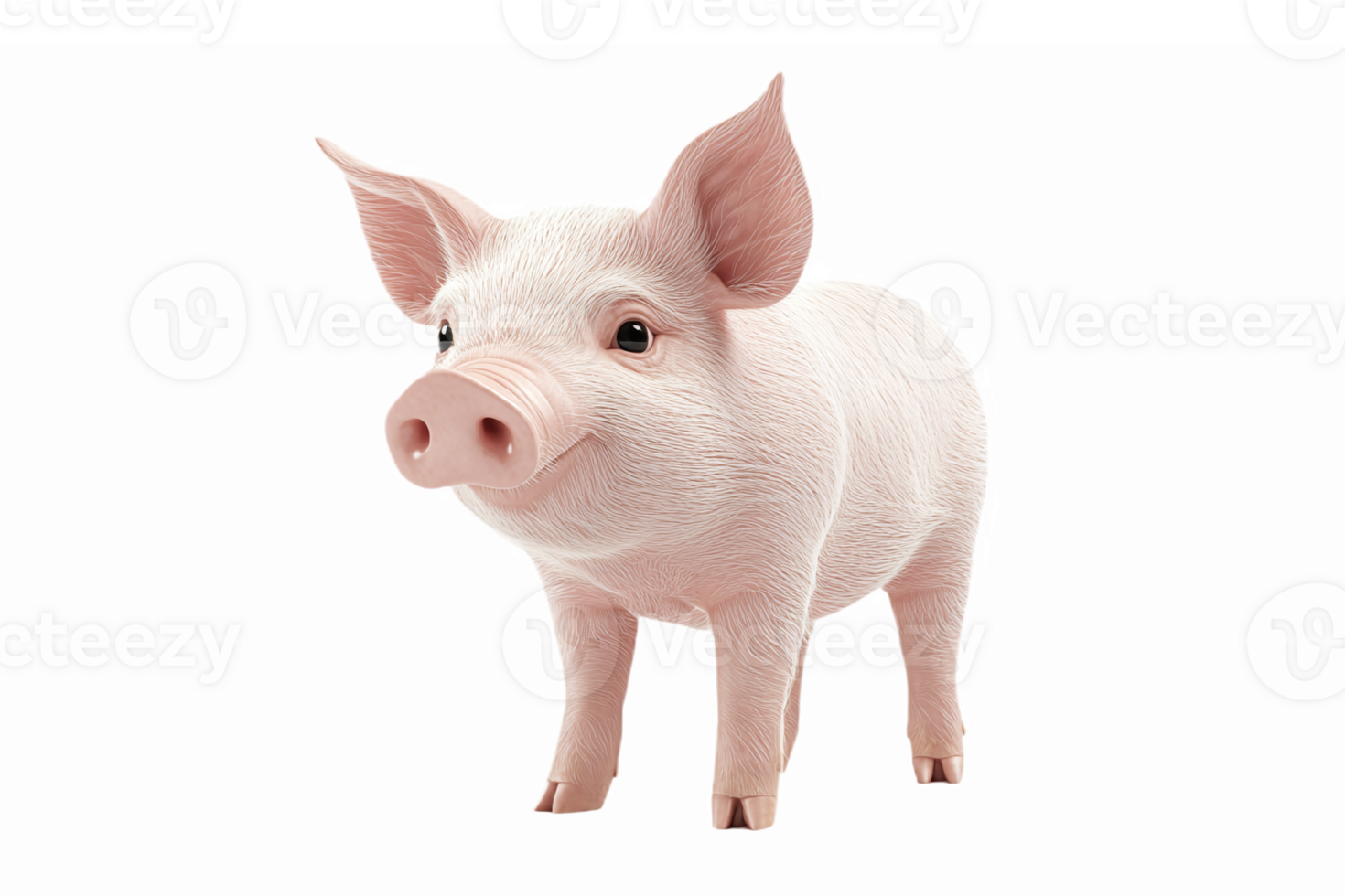Realistic Cute Pink Pig Character with Playful Expressions for Farm and Animal Themed Designs png