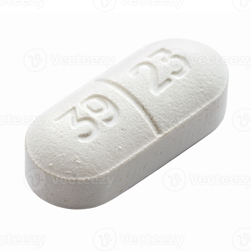 Pill with Numbers 39 and 23 as a Pharmaceutical Medication on Transparent Background png